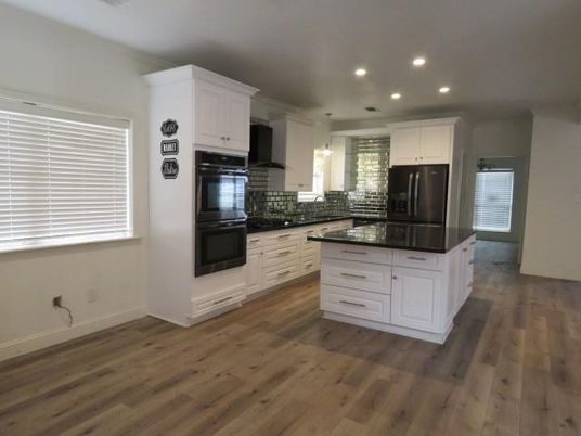 Interior, Kitchen, Recessed Lighting, Wood Texture Flooring