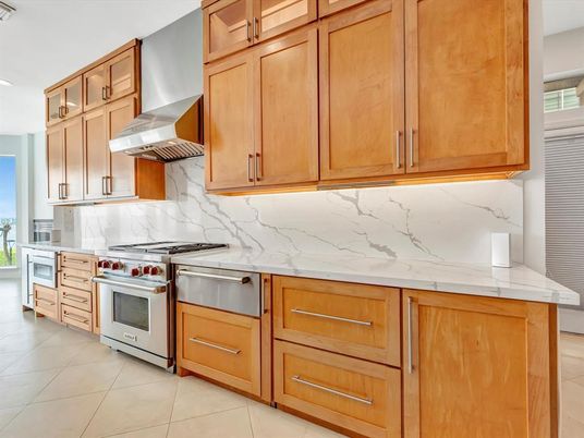 Interior, Kitchen, Marble Walls, Stainless Steel Appliances