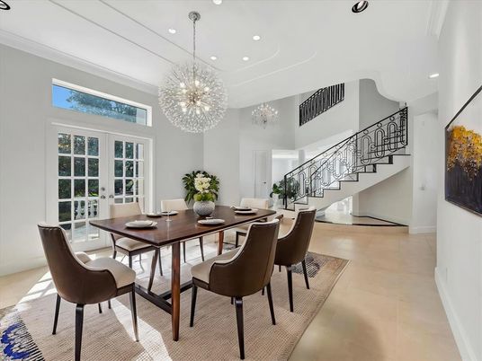 Chandelier, Dining room, Interior, Recessed Lighting