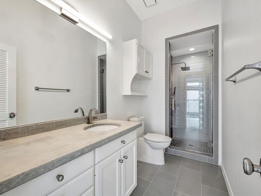 Bathroom, Glass Shower, Interior, Recessed Lighting