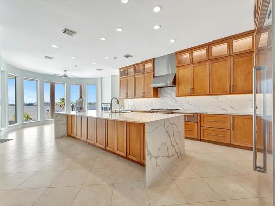 Interior, Kitchen, Marble Walls, Recessed Lighting