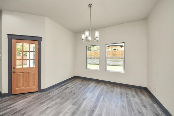 Empty room, Interior, Pendant Lights, Wood Texture Flooring