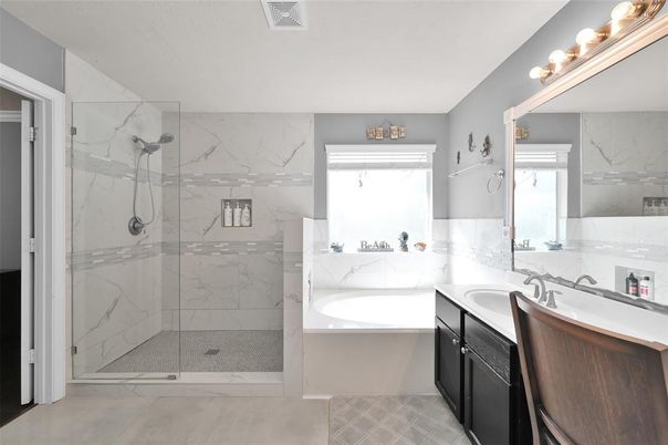Bathroom, Glass Shower, Interior, Marble Walls