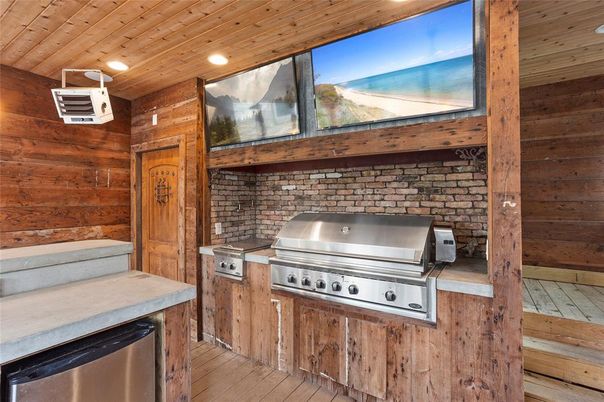 Interior, Recessed Lighting, Stainless Steel Appliances, Wooden Ceilings, Wood Texture Flooring, Wooden Walls