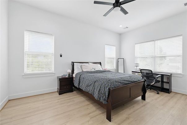 Bedroom, Home Office, Interior, Recessed Lighting, Wood Texture Flooring