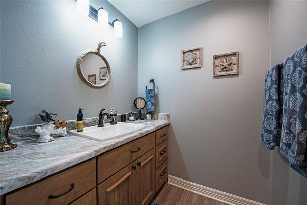 Bathroom, Dual Sink Vanities, Interior, Wood Texture Flooring