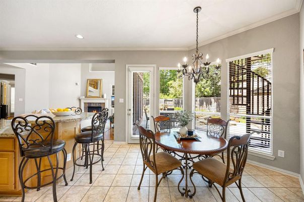 Chandelier, Dining room, Fireplace, Interior, Recessed Lighting
