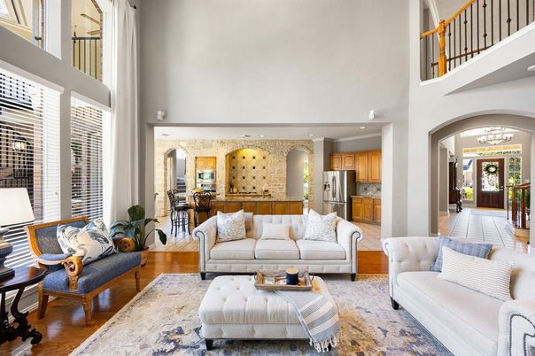 Interior, Kitchen, Living room, Recessed Lighting, Stainless Steel Appliances, Wood Texture Flooring