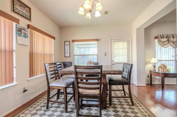 Chandelier, Dining room, Interior, Wood Texture Flooring