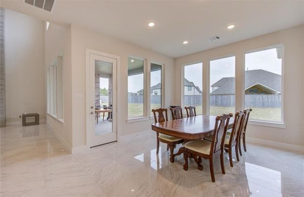 Dining room, Interior, Marble, Recessed Lighting