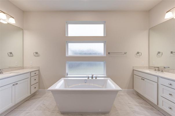 Bathroom, Dual Sink Vanities, Free Standing Baths, Interior, Marble