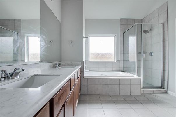 Bathroom, Dual Sink Vanities, Glass Shower, Interior