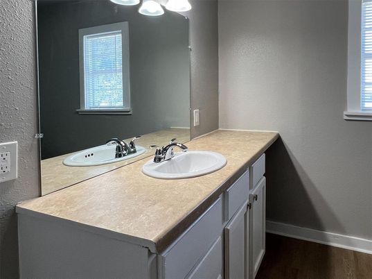 Bathroom, Dual Sink Vanities, Interior, Wood Texture Flooring