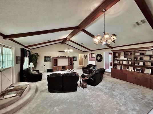 Chandelier, Interior, Living room, Wooden Beams