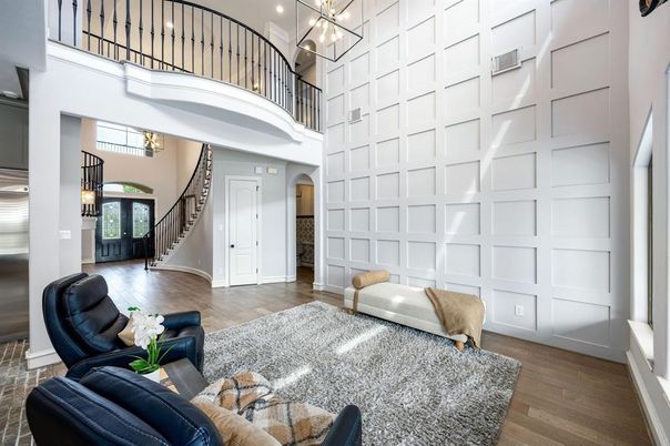 Interior, Living room, Pendant Lights, Wood Texture Flooring