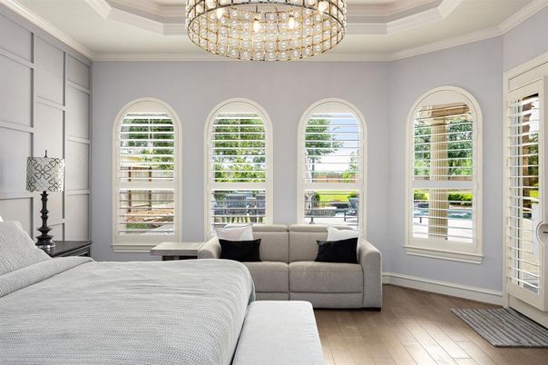 Bedroom, Chandelier, Interior, Pendant Lights, Wood Texture Flooring