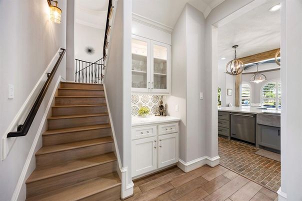 Interior, Kitchen, Pendant Lights, Recessed Lighting, Wood Texture Flooring
