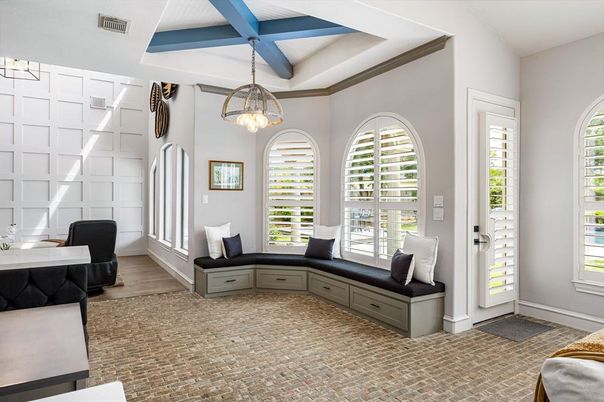 Home Office, Interior, Pendant Lights, Wood Texture Flooring