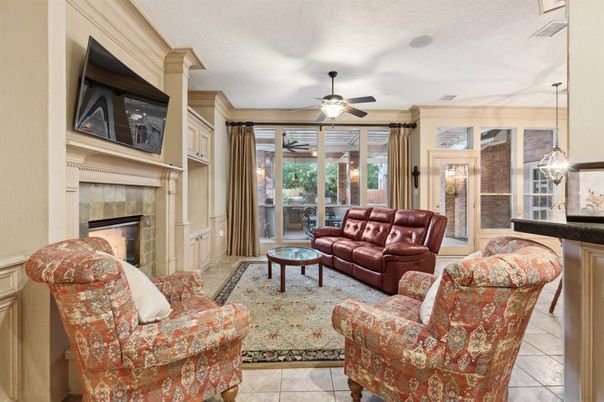 Fireplace, Interior, Living room, Pendant Lights