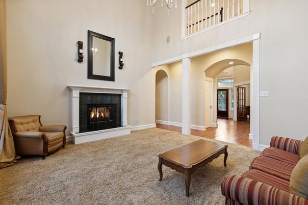 Fireplace, Interior, Recessed Lighting, Wood Texture Flooring