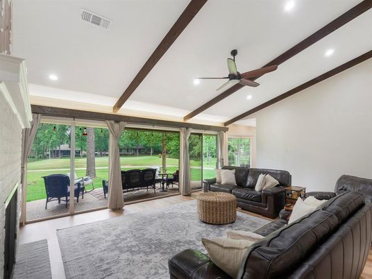 Interior, Living room, Recessed Lighting, Wooden Beams, Wood Texture Flooring
