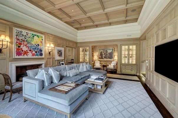 Fireplace, Interior, Living room, Recessed Lighting, Wooden Ceilings