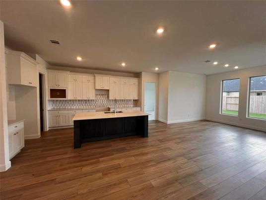 Interior, Kitchen, Recessed Lighting, Wood Texture Flooring