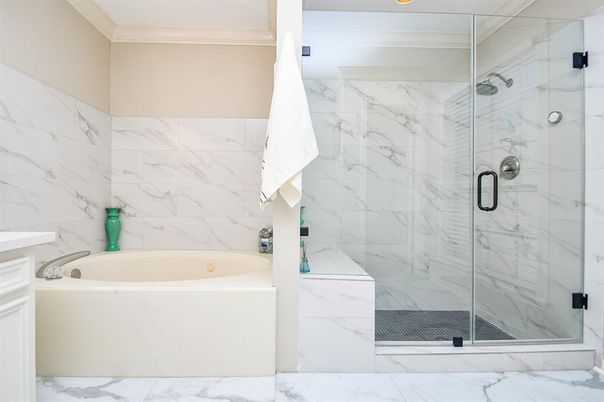 Bathroom, Glass Shower, Interior, Marble Walls