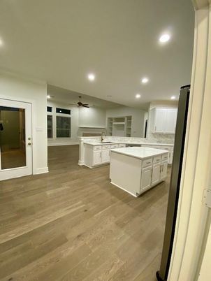 Interior, Kitchen, Recessed Lighting, Wood Texture Flooring