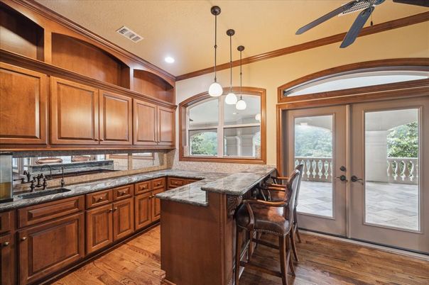Interior, Kitchen, Pendant Lights, Recessed Lighting, Wood Texture Flooring