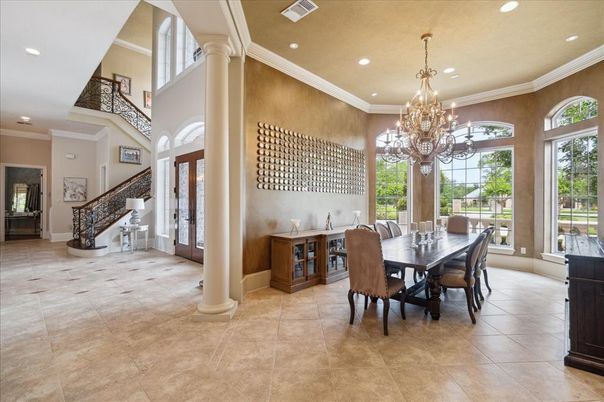 Chandelier, Dining room, Interior, Recessed Lighting