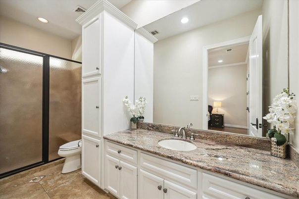 Bathroom, Glass Shower, Interior, Recessed Lighting
