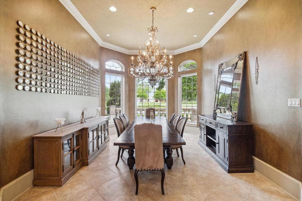 Chandelier, Dining room, Interior, Recessed Lighting