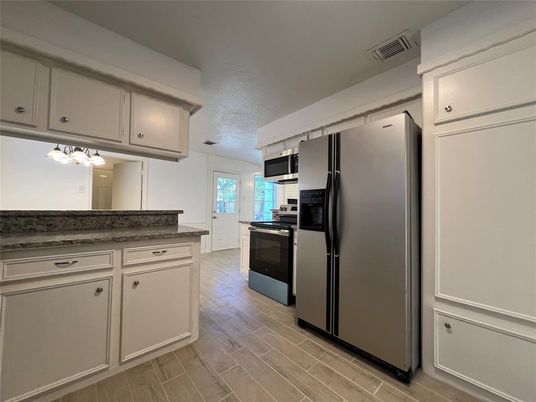 Interior, Kitchen, Stainless Steel Appliances, Wood Texture Flooring