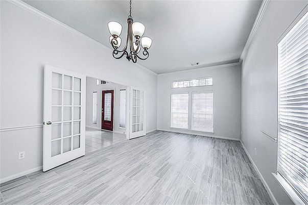 Chandelier, Empty room, Interior, Wood Texture Flooring