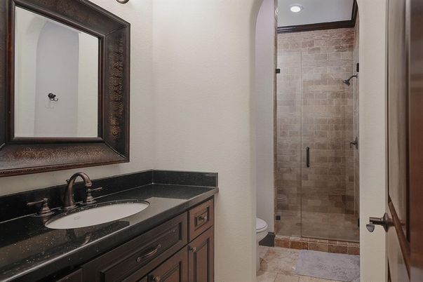 Bathroom, Glass Shower, Interior, Recessed Lighting