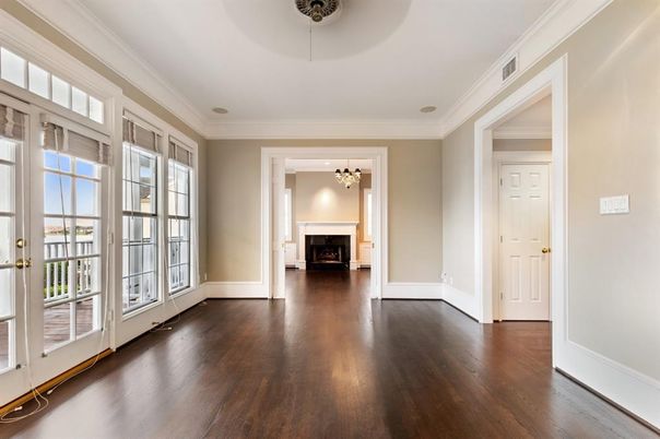 Empty room, Fireplace, Interior, Wood Texture Flooring
