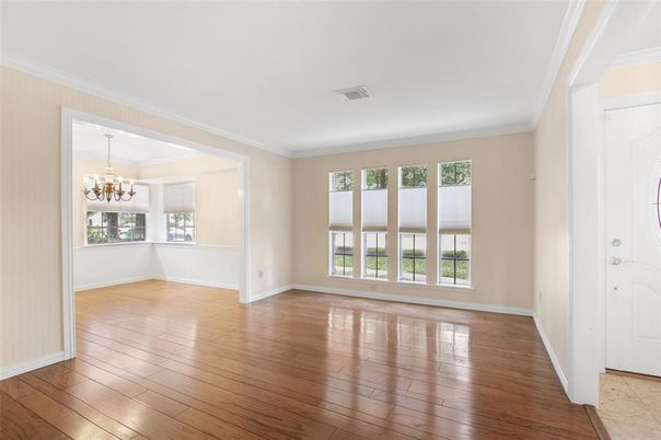 Chandelier, Empty room, Interior, Wood Texture Flooring