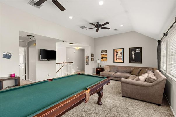 Billiard Table, Game Room, Interior, Living room, Recessed Lighting