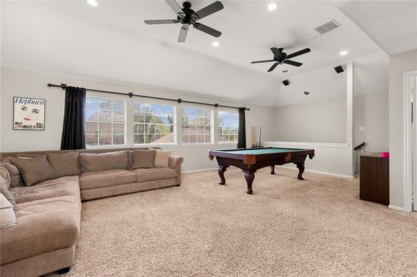 Billiard Table, Game Room, Interior, Recessed Lighting