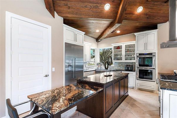 Interior, Kitchen, Recessed Lighting, Stainless Steel Appliances, Wooden Beams, Wooden Ceilings