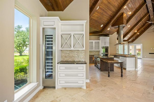 Interior, Kitchen, Recessed Lighting, Stainless Steel Appliances, Wooden Beams, Wooden Ceilings