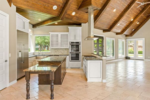 Interior, Kitchen, Recessed Lighting, Stainless Steel Appliances, Wooden Beams, Wooden Ceilings