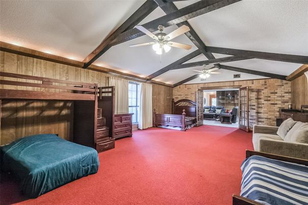 Bedroom, Interior, Stone Walls, Wooden Beams