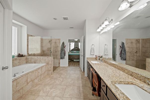 Bathroom, Dual Sink Vanities, Glass Shower, Interior