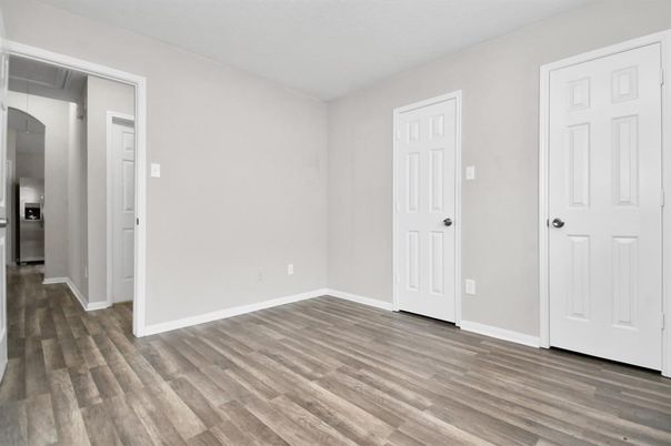 Empty room, Interior, Stainless Steel Appliances, Wood Texture Flooring