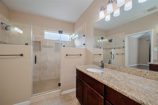 Bathroom, Dual Sink Vanities, Glass Shower, Interior