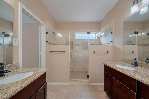 Bathroom, Dual Sink Vanities, Glass Shower, Interior