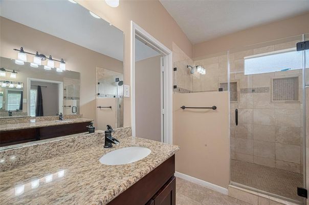 Bathroom, Dual Sink Vanities, Glass Shower, Interior