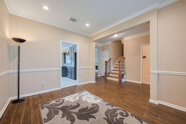 Empty room, Interior, Recessed Lighting, Wood Texture Flooring